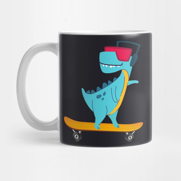 Skater Dino T-Rex Children Gift by Foxxy Merch